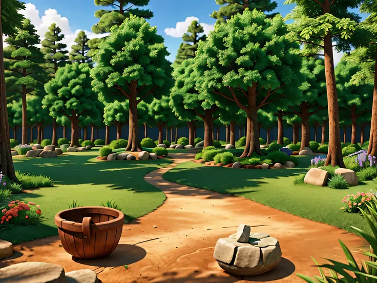 3D rendering of cartoon forest