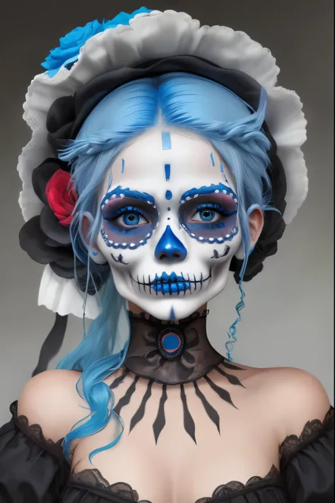 dias de los muertos, blue hair 