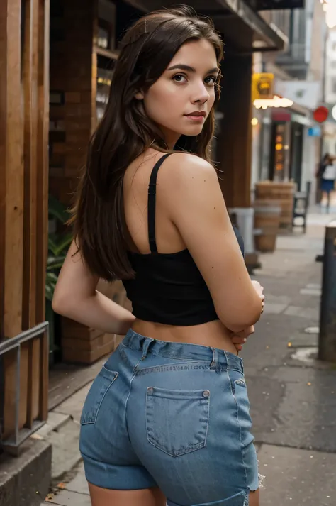 young woman pictured looking back