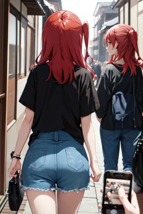 kita ikuyo using a casual clothes,taking a pic from behind kita