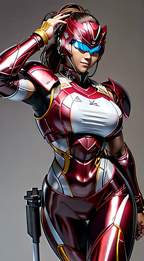 female robocop solo、bright outdoors、strong light source、8k, high quality, masterpiece, 最high quality、very detailed、armor that co...