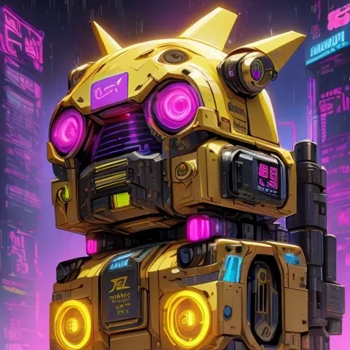 （(Tilt-Shift)）(Telephoto)Close ups of robots with a star at the top, female robot mech leader, ocean punk mech, animal fuse, digital cyberpunk - anime art, animal art, rodent mech, neon scale and robot technology, mecha hunting dog, anime large mech robot,...