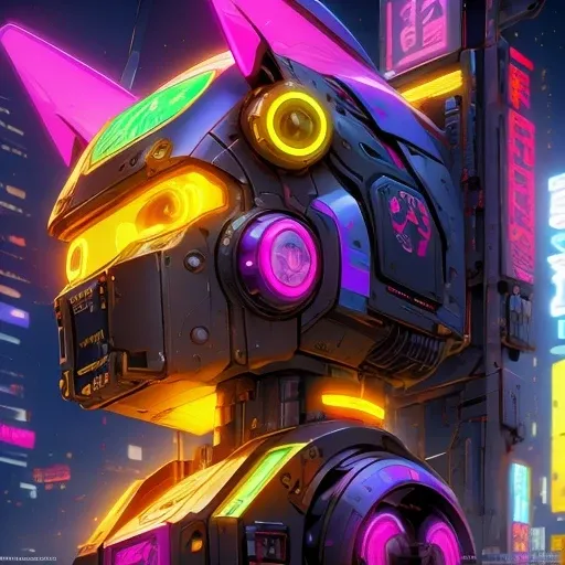 ((Tilt-Shift))(Telephoto)Close ups of robots with a star at the top, female robot mech leader, ocean punk mech, animal fuse, digital cyberpunk - anime art, animal art, rodent mech, neon scale and robot technology, mecha hunting dog, anime large mech robot,...