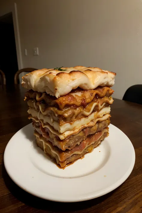 photograph of a homemade baked meat lasagna that shows the juicy meat