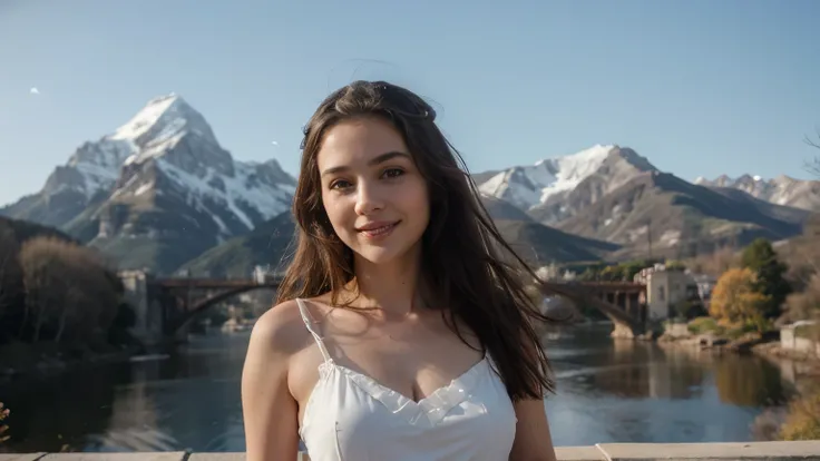 ((best quality)), ((masterpiece)), (detailed), perfect face
happy face, wearing dress girl, beautiful scenery, half body