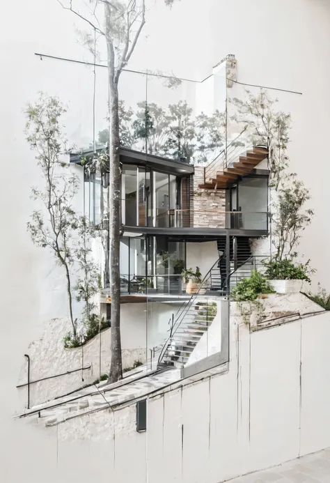 Raw photo,Masterpiece, high quality, best quality, authentic, super detail,
outdoors, onestoreyvillaXL, aiaigroup, house style modern on the street ,stairs, white wall
road,pavement, grass, trees, sky, cloud, (daylight:1.1)