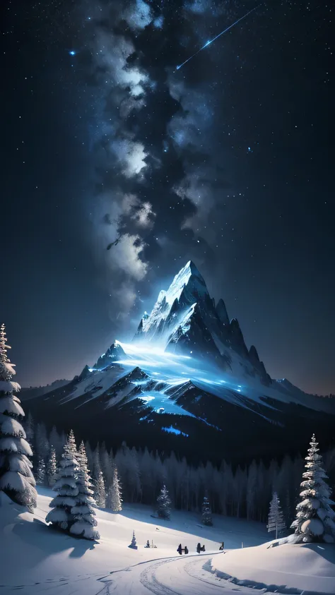 Yeti himalayan, night sky, forest, 8k