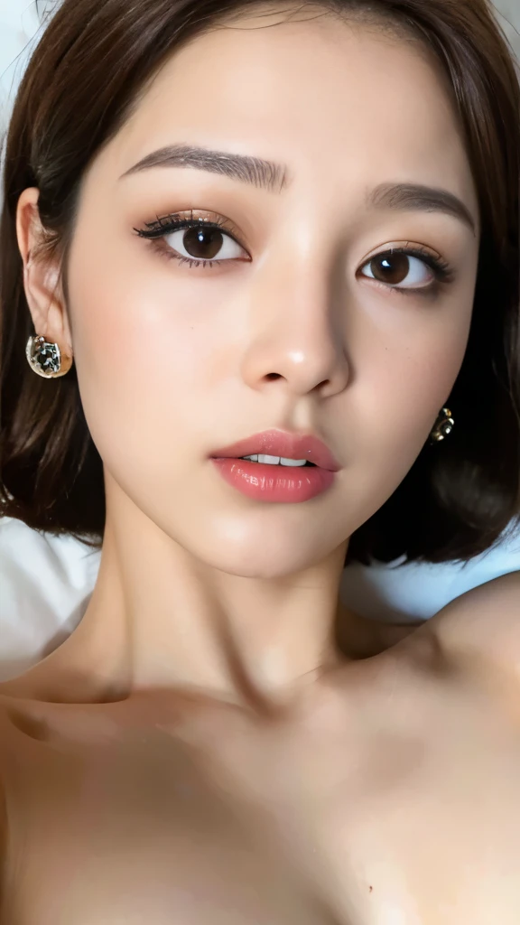 ((highest quality, 8k, masterpiece: 1.3)), One girl, The beauty of slim abs: 1.3, ( casual and cute hairstyle: 1.2), : 1.1, Stress face and anger, Detail Eye, double eyelid, With earrings, Bedroom, Concert Make-up, ((Small breasts naked, Cute Breasts)), (L...