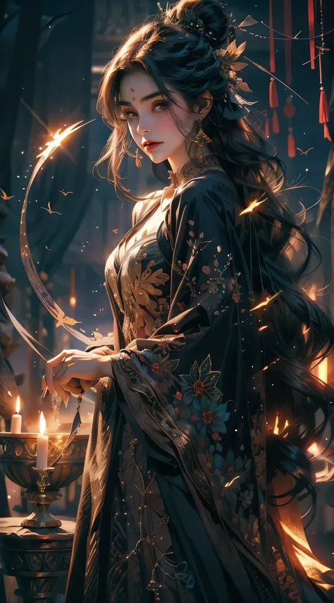 This witch is a breathtaking sight to behold, exuding an aura of magnificent mystery and enchantment. Her allure is irresistible, captivating all who cross her path.

Your eyes are mesmerizing, like the twinkling of stars on a moonless night, radiating a h...