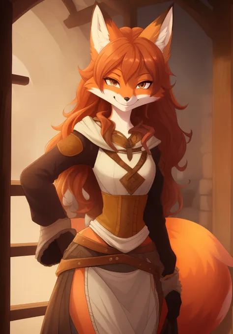 best quality, super detailed illustration, warm colors, ideal lighting, perfect detail, (fox girl:1.4), high, majestic, fluffy f...