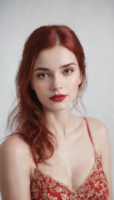 red girl on white background