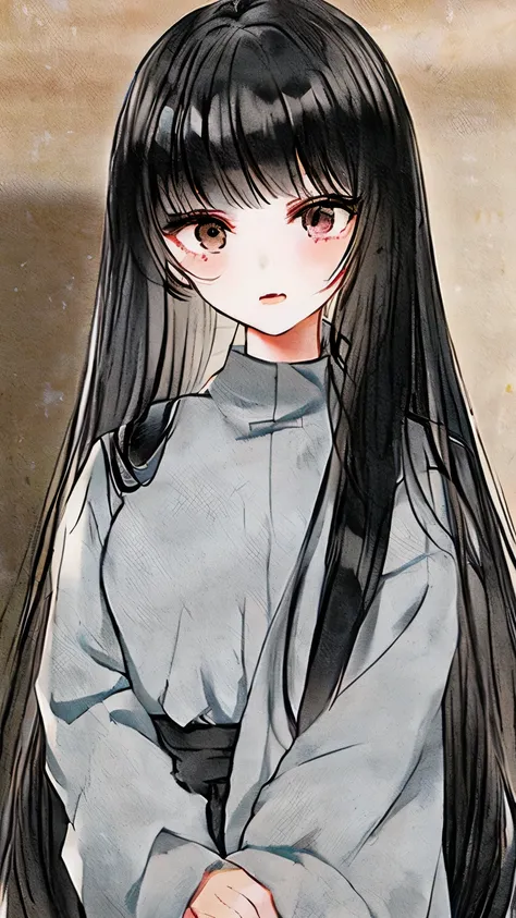 Draw me a black-haired girl in Manhwa style