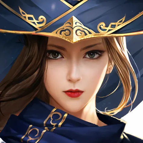 anime girl with a blue hat and gold trimmings, onmyoji portrait, g liulian art style, inspired by Li Mei-shu, heise jinyao, portrait of a female mage, inspired by Ju Lian, inspired by Wu Bin, onmyoji, artgerm. high detail, onmyoji detailed art, by Yang J