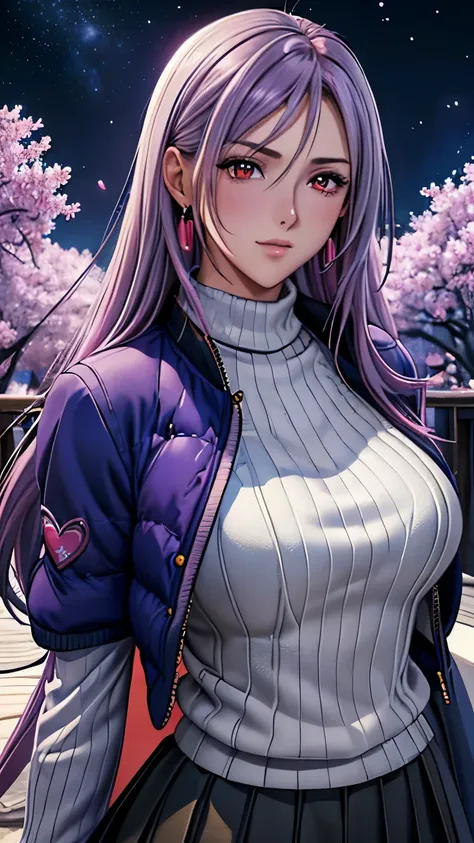 red eyes, (highest quality, masterpiece painting:1.3), immature woman, 16 years old, (half body shot), masterpiece, ultra high resolution, (Photoreal:1.0), light purple hair,straight hair, beautiful shining hair, white and shining skin, ((Ultra realistic d...