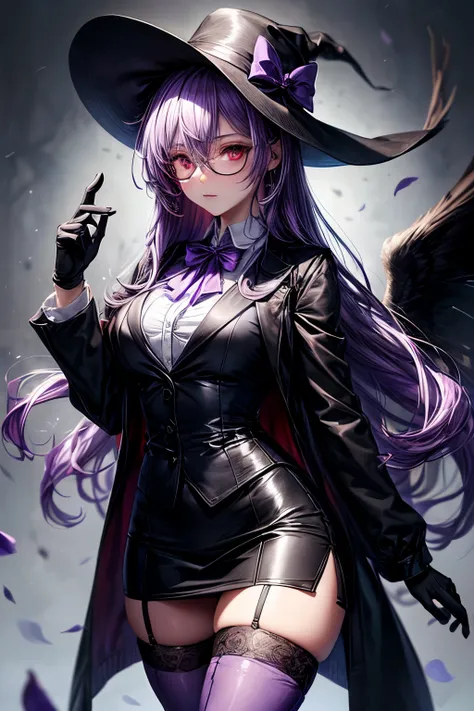 ((best quality)), ((finest quality)), ((flawless quality)), (intricate details), chromatic abberation, enigmatic atmosphere, dark background, (beautiful, stunning, ethereal), (middle-aged, anime woman, teacher, tall, slender, pale skin), (wide brim hat, pu...