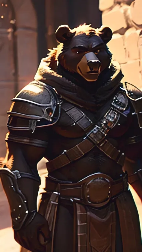 High Detail, clear,Highly sharpened,1080p ,masterpiece,furry,furry brown bear,muscle,strong,armor,Front image