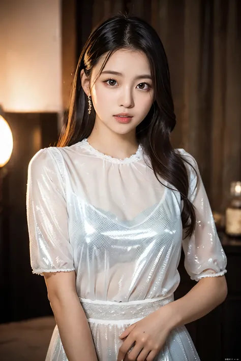 ulzzang-6500-v1.1,  (RAW Photos:1.2), (Photorealistic), Beautiful detailed girl, (See-through:1.3), (Genuine: 1.4), Very detailed目と顔, Beautiful and fine details, elegant long dress、Large file size, High resolution, Very detailed, highest quality, [masterpi...