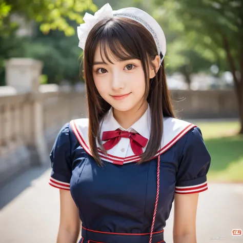 A 20-year-old woman with a cute, baby-faced idol-like face.。Gentle and cute。Please smile kindly。Her hobby is cosplay and she wears high school uniforms.　She rolls up her uniform to show her bare bust. Small breasts.　RAW Photos　Genuine　High resolution　Genui...