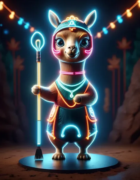 3D rendering of (A lovely alpaca is working with tools for the Indians), full body, dynamic posture, cool handsome, lovely big eyes, alpaca in Indian costume, cartoon, background on the plateau of Peru and Chile in South America,pixar style,cartoon style,T...