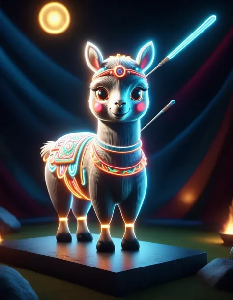 3D rendering of (A lovely alpaca is working with tools for the Indians), full body, dynamic posture, cool handsome, lovely big eyes, alpaca in Indian costume, cartoon, background on the plateau of Peru and Chile in South America,pixar style,cartoon style,T...