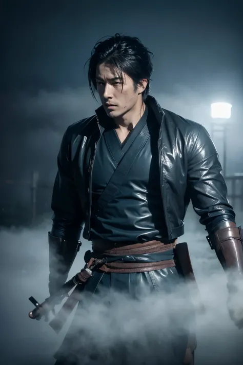 Shinsengumi,Toshizo Hijikata,Beautiful Face,In combat,Uplifting,highest quality,超High resolution自然光, Shiny skin,Detailed skin,Detailed face,Fine grain,8k,They are fighting with swords,Forge,High resolution ((濃fog))),male,Beautiful Face,whole body,highest q...