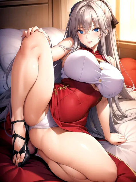 Sexy Chinese cheongsam, Bare shoulders, best quality, (8K), (4K),(masterpiece), (best quality), Very detailed, Game CG, Beautiful Body, Beautiful nose, Beautiful character design, perfect eyes, perfect face, (1 girl:1.2), (full_Body:1.3), Beautiful Body,Be...