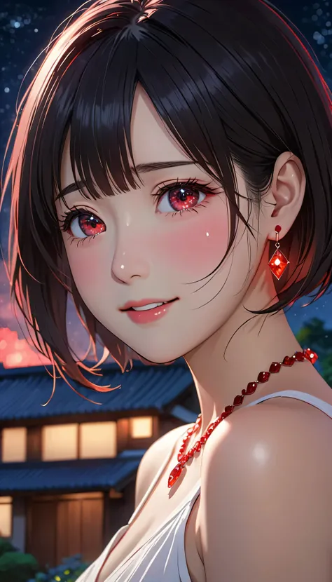 National Science Foundation,masterpiece,High resolution,8K,Art,digit,Kyoto Animation Style,your name movie style,Facing the camera,night,midnight,Soft Light,Glowing skin,(1 female: 1.3),(alone: 1.4),(((Black hair))),(No clothing is drawn on the upper body)...