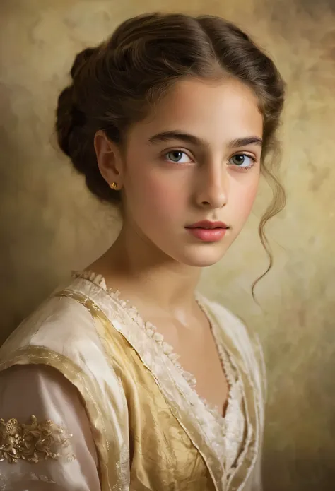 (highres,masterpiece:1.2),(realistic:1.37), a portrait of a jewish girl in the 20th century with unparalleled beauty. age 14, el...