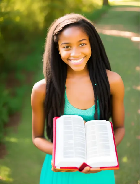 christian girl believer, happy teen, holding bible