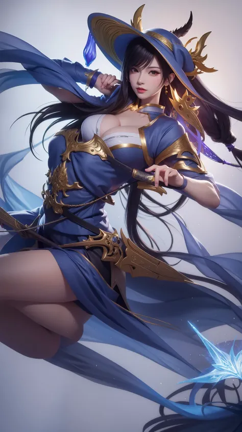 arafed image of a woman with a hat and a sword, ashe, irelia, official splash art, leblanc, inspired by Ju Lian, extremely detailed artgerm, by Yang J, artgerm lau, inspired by Shen Zhou, g liulian art style, inspired by Yi Jaegwan, yun ling, ig model | ar...