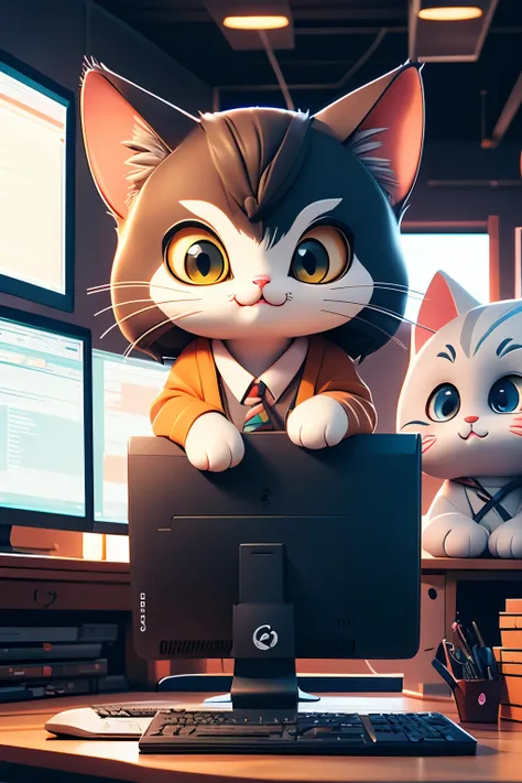 cat programmers,computer,funny,computers,it company,cute cats, anime cats,cats working, cat work, cat it, cat programmer