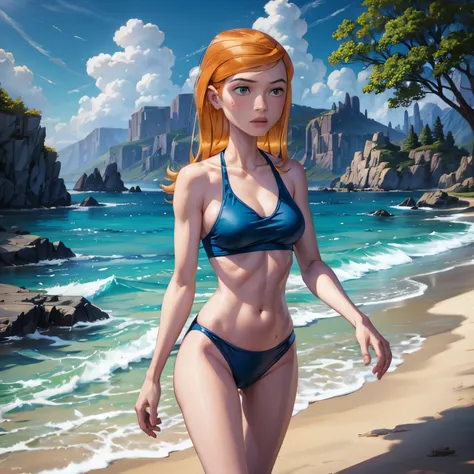 Muscular Gwen in bikini 