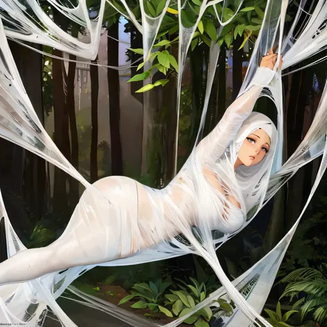 a woman trapped in the spider web, spider web, cocoon, gr3ysh33r,