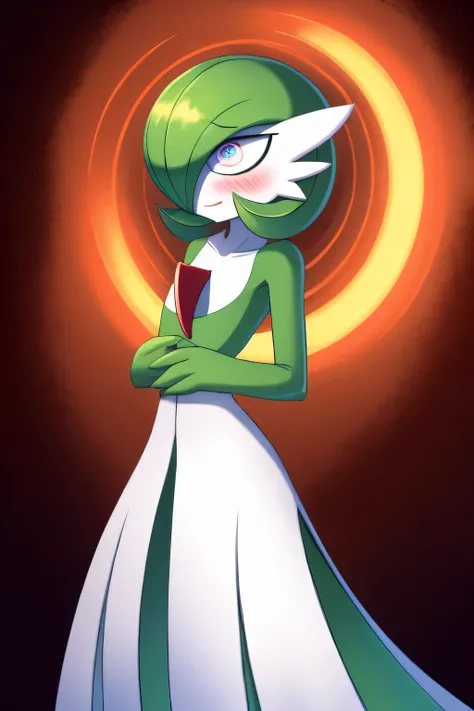 Gardevoir, empty eyes, spiral eyes, enchanted, entraced, hypnotized, infatuation, blush, standing