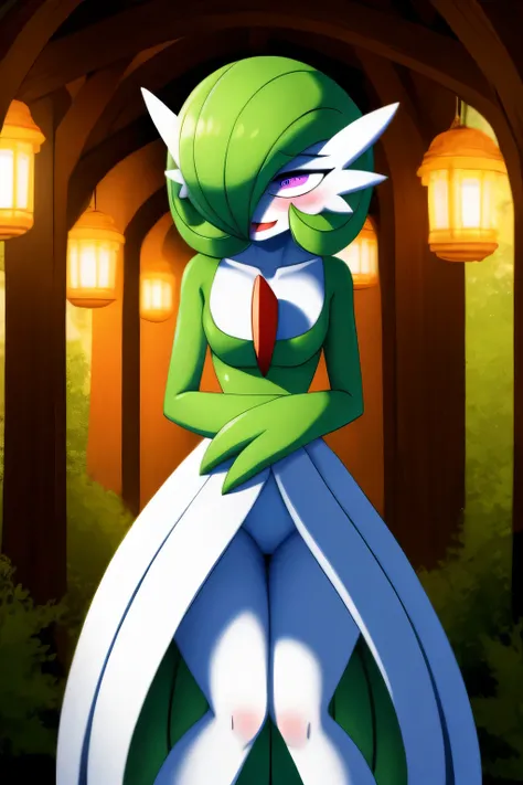 two gardevoir, empty eyes, spiral eyes, enchanted, entrenched, hypnotized, in love, blush, standing