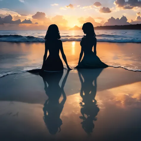 [sea wave:mermaid:20]= [sea wave:mermaid:1],(double exposure silhouette:1.4),(morning glow photo scenery),hyperrealistic,extremely detailed 8k CG,extremely detailed background,