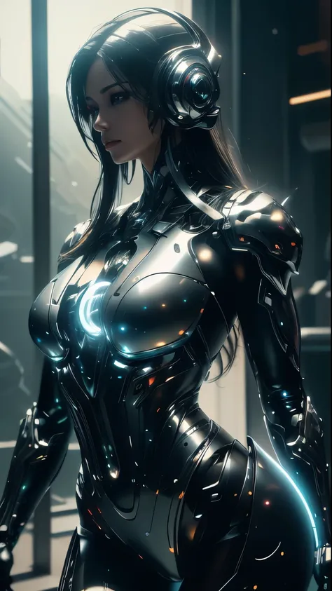 ((best quality)), ((masterpiece)), (detailed: 1.4), ....3d, a photo of a beautiful woman in thick neon and protective armor with...