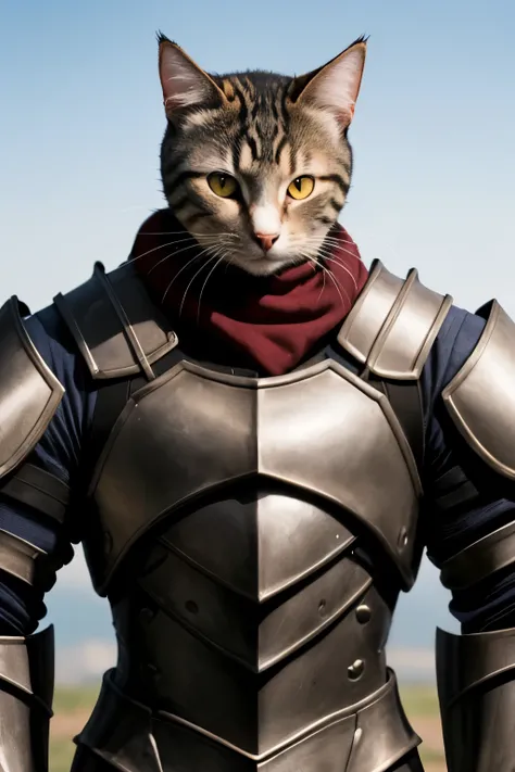 Catman, half man half cat, humanoid cat, wearing heavy armor