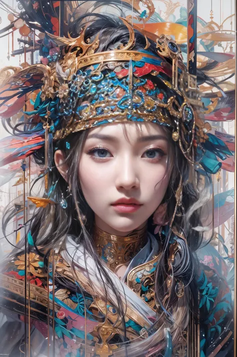 8k，A beautiful oriental girl,by Minjae Lee,Carne Griffiths,Emily Kell,Geoffroy Thoorens,Aaron Horkey,Jordan Grimmer,Greg Rutkowski,amazing depth,masterwork,surreal,geometric patterns,intricately detailed,bokeh,perfect balanced,deep fine borders,artistic ph...