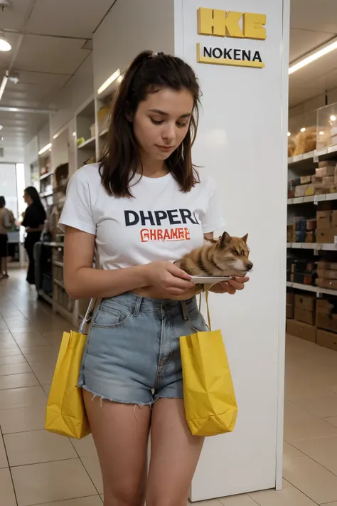 pasillos de una tienda de IKEA con dispensador de bolsas para limpar heces de animales
