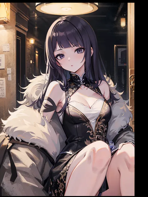 (extremely detailed 8K wallpaper),(ultra-detailed),(best quality),(masterpiece),(highly detailed),(cinematic lighting),(Original),Cold ligh，moody,(Chinese elaborate-style painting ),ink style,1girl,(loli),solo,beautiful girl，long black hair，((black eyes))