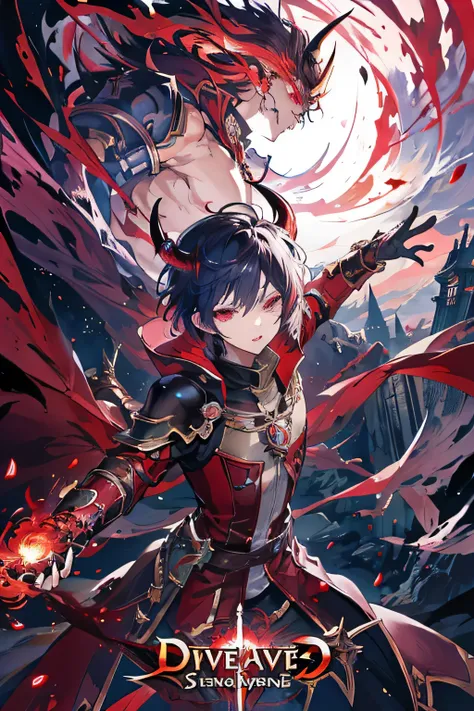 , Epic anime style, Detailed anime key art, Shadowverse style, Fantasy style anime,devil, male short hair,ghost devil