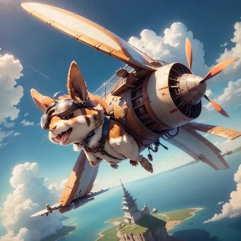 (masterpiece), highest quality, squirrel [riding : driving: 7] flight機の中で, ミニflight機, close, cute, Fantasy, Now on air, Beautiful Clouds, flight, free, Wind, Steampunk Style, no_human, (goggles), tail (翼のあるflight機:1.1), squirrel tail,  Feeling, Good vibes,...