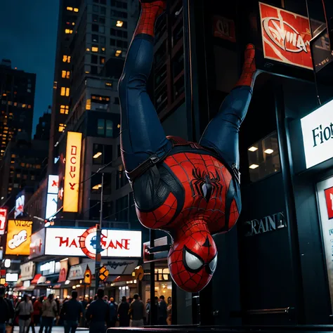 Spider-Man swinging through New York 