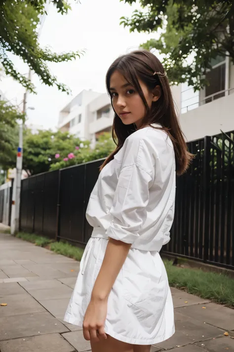 Cute girl in white clothes