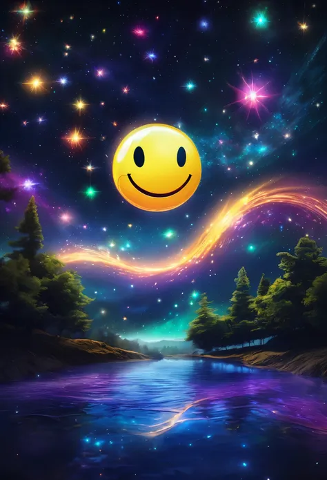 (best quality,4k,8k,highres,masterpiece:1.2),ultra-detailed,(realistic,photorealistic,photo-realistic:1.37),cartoonish,shooting star,big smiley face,cosmos,motion blur,sparkling tail,glowing streak,galaxy,space,time warp,fast speed,joyful,cheerful,excited,...