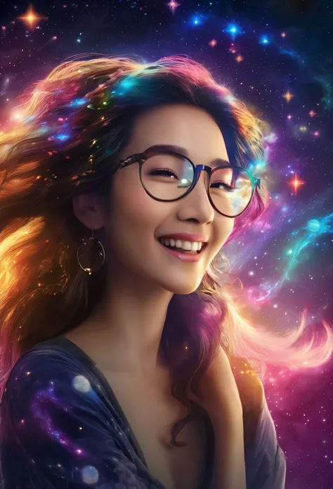 (best quality,4k,8k,highres,masterpiece:1.2),ultra-detailed,(realistic,photorealistic,photo-realistic:1.37),cartoonish,shooting star,big smiley face,cosmos,motion blur,sparkling tail,glowing streak,galaxy,space,time warp,fast speed,joyful,cheerful,excited,...