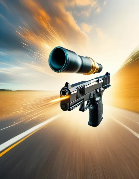 （motion blur），a bullet from a gun