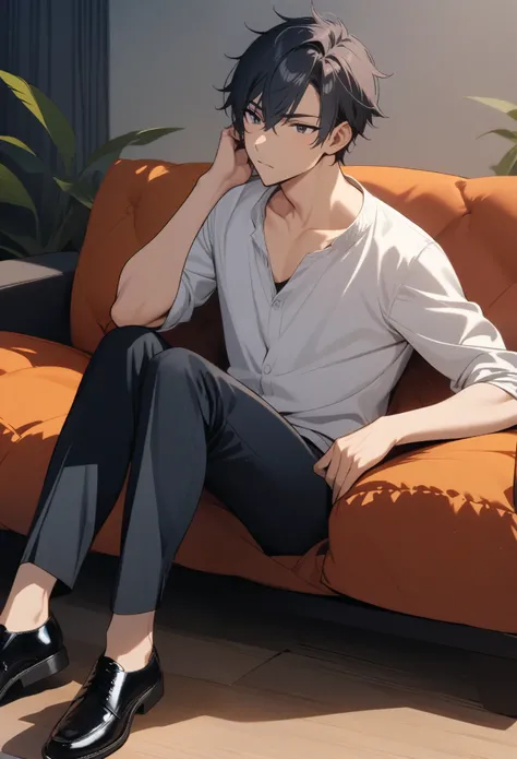 boy，Sitting on the sofa，