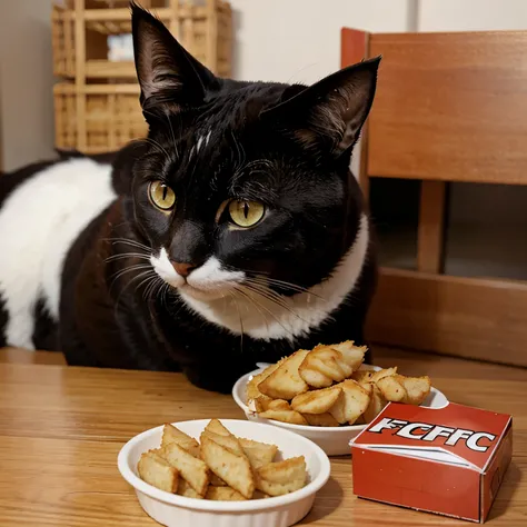 Cat eat KFC